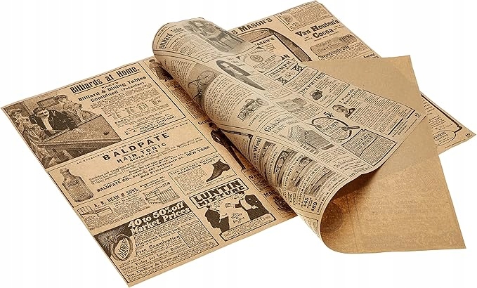 Podkładki papierowe pod talerz 31×43 cm, styl gazeta, 100 szt.