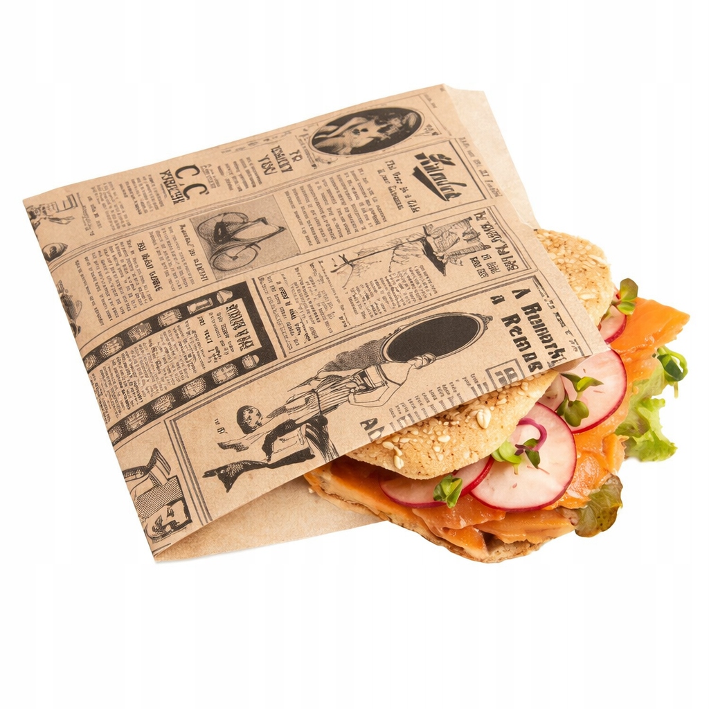 Torebki papierowe na małe burgery i kanapki 16×16,5 cm, 50 szt.