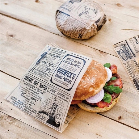 Torebki papierowe na małe burgery i kanapki 16×16,5 cm, 50 szt. — zdjęcie 3